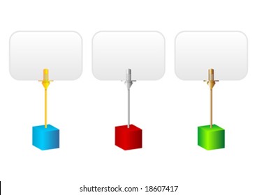 Message card holders in different colors isolated over white