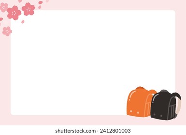 message card illustration material for school bags and cherry blossoms
