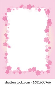 Message card on cherry blossom background.