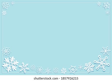 Tarjeta de mensaje con copo de nieve tridimensional. Ilustración vectorial.