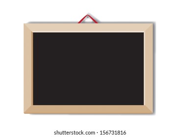 Message chalk board black hanging; isolated on the white background