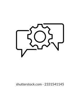 Message and chat about gear, team work, process, for icon, logo and identity designs