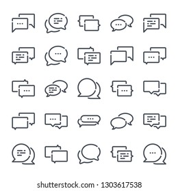 Fett formatiertes Symbol für Nachricht und Chat. Lineare Symbole für Dialog und Kommunikation. Reden Blase Umriss Vektorzeichenkollektion.