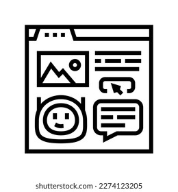 vector de icono de la línea de bot de chat de mensajes. señal de bot de chat de mensaje. símbolo de contorno aislado ilustración negra