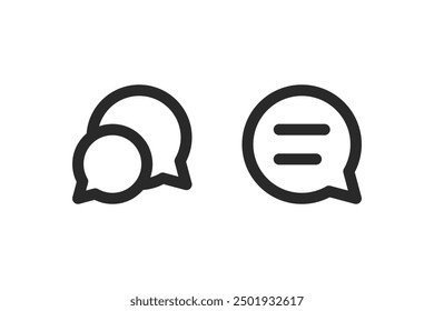 Message and chat bubble communication illustrations in 2 different variations. Vector icons in flat style