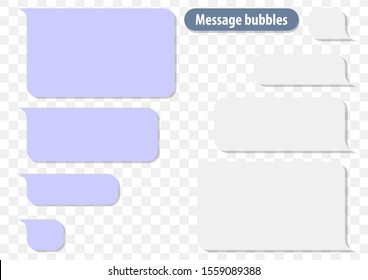 Message chat bubbles isolated on transparent background. Vector illustration