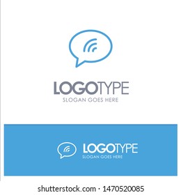 Message, Chat, Chatting, Sand Blue outLine Logo with place for tagline. Vector Icon Template background
