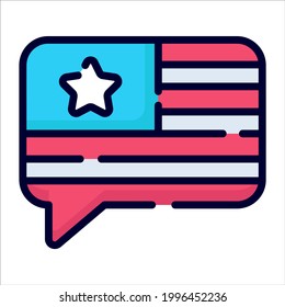 message, chat color line icon, vector design usa independence day icon.
