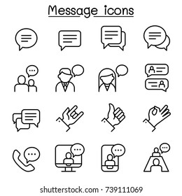 Message, Chat, discussion icon set in thin line style


