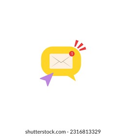 message chat icon. email icon with notification 