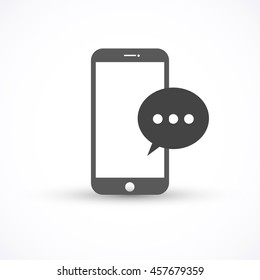 message or chat icon on smartphone. Vector concept illustration for design