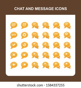 Message and Chat Icon set with yellow bubble 