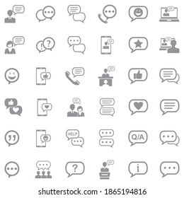 Iconos De Mensajes Y Chat. Diseño plano gris. Ilustración vectorial.