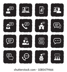 Message And Chat Icons. Grunge Black Flat Design. Vector Illustration. 
