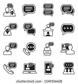 Message And Chat Icons. Line With Fill Design. Vector Illustration.