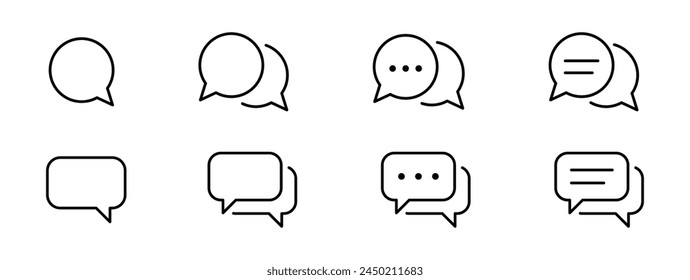 Message, chat icons set. Speech bubble, message icon collection. Vector