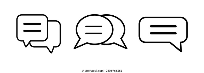 Message, chat icons set. Speech bubble, message icon collection.  dialogue icon. Vector chat icon vector on white background. 