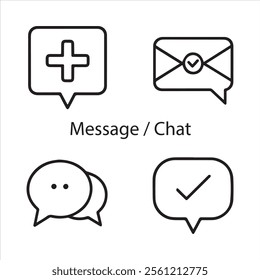 message and chat icons vector editable eps 10 icons set on a white background