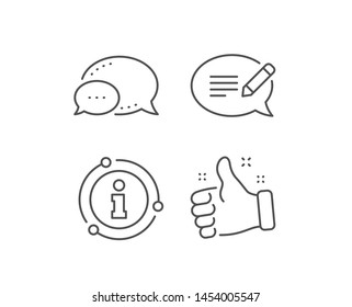 Message chat line icon. Chat bubble, info sign elements. Speech bubble sign. Feedback symbol. Linear message outline icon. Information bubble. Vector