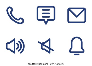 Message chat and phone  and notification communications icon set