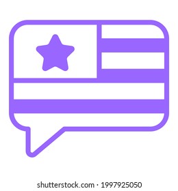 message, chat purple line icon, vector design usa independence day icon.