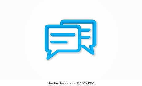 message, chat, speech bubble, talk, dialog 3d realistic line icon. Vector top view illustration. color pictogram isolated on white background