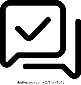 Message Check Vektorsymbol im modernen Stil, Chatbestätigung geliefert und verifizierte Kommunikation Illustration. Liniensymbol