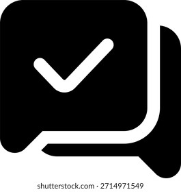 Message Check Vektorsymbol im modernen Stil, Chatbestätigung geliefert und verifizierte Kommunikation Illustration. Glyphensymbol