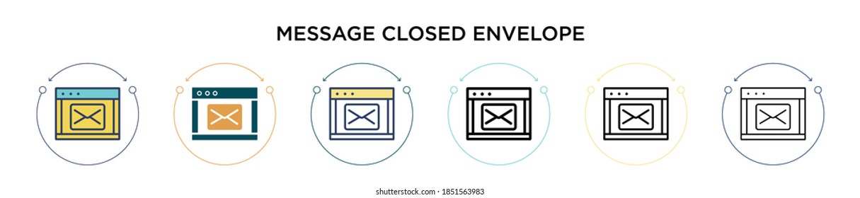 Message closed envelope icon in filled, thin line, outline and stroke style. Vector illustration of two colored and black message closed envelope vector icons designs can be used for mobile, ui, web