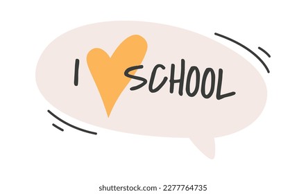Message cloud with emoji flat icon Love school. Vector illustration