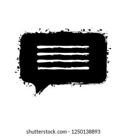 message cloud icon. Black ink with splashes on white background