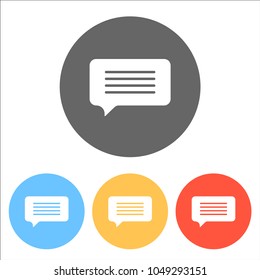 message cloud icon. Set of white icons on colored circles