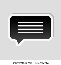 message cloud icon. Sticker style with white border and simple shadow on gray background