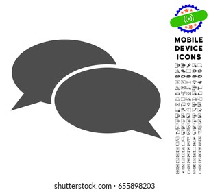 Message Clouds icon with digital pictogram kit. Vector illustration style is a flat iconic symbol, gray colors. Designed for web and software interfaces.