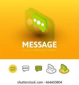 Message color icon, vector symbol in flat, outline and isometric style isolated on blur background