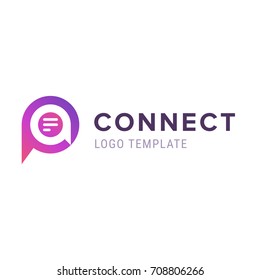 Message or comment logo template. Speech bubble icon with heart volume logo. Abstract connect logo