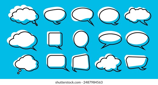 Message comments chat box. Collection of speech bubbles, text boxes and conversation chats in comics. Vektor set of speech bubbles.