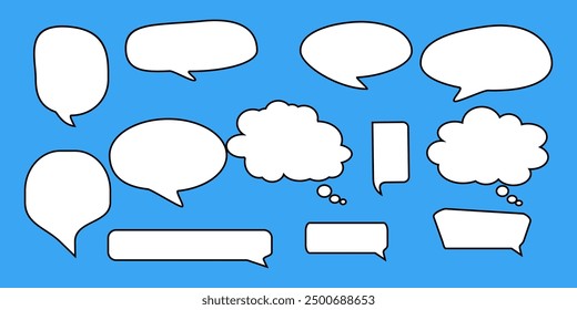 Message comments chat box. Collection of speech bubbles, text boxes and conversation chats in comics. Vektor set of speech bubbles.