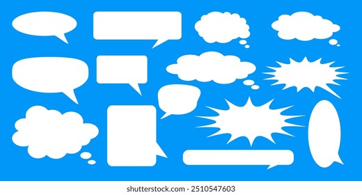 Message comments chat box. Collection of speech bubbles, text boxes and conversation chats in comics. Vektor set of speech bubbles.