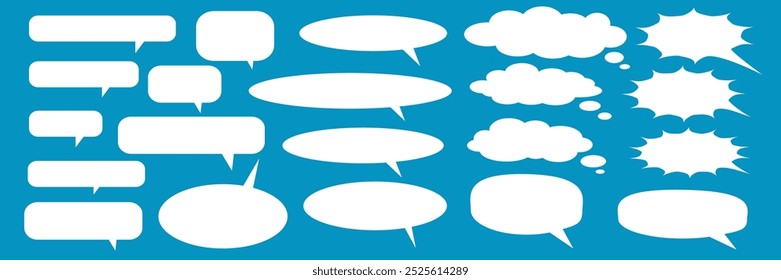 Message comments chat box. Collection of speech bubbles, text boxes and conversation chats in comics. Vektor set of speech bubbles.