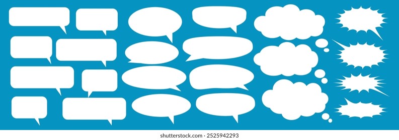 Message comments chat box. Collection of speech bubbles, text boxes and conversation chats in comics. Vektor set of speech bubbles.