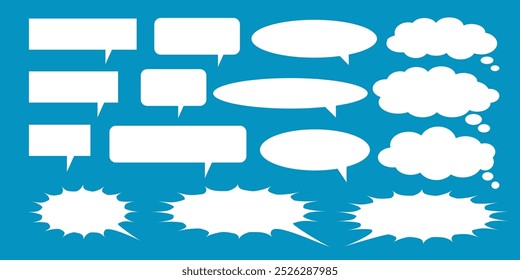 Message comments chat box. Collection of speech bubbles, text boxes and conversation chats in comics. Vektor set of speech bubbles.