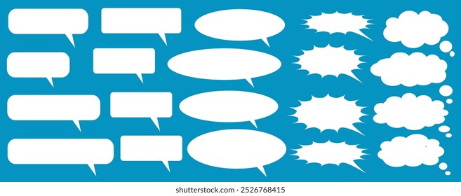 Message comments chat box. Collection of speech bubbles, text boxes and conversation chats in comics. Vektor set of speech bubbles.