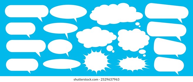 Message comments chat box. Collection of speech bubbles, text boxes and conversation chats in comics. Vektor set of speech bubbles.