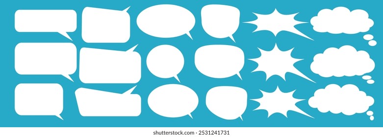 Message comments chat box. Collection of speech bubbles, text boxes and conversation chats in comics. Vektor set of speech bubbles.