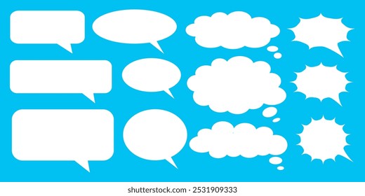 Message comments chat box. Collection of speech bubbles, text boxes and conversation chats in comics. Vektor set of speech bubbles.