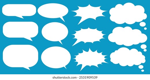 Message comments chat box. Collection of speech bubbles, text boxes and conversation chats in comics. Vektor set of speech bubbles.