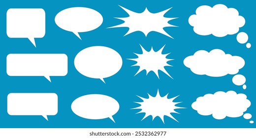 Message comments chat box. Collection of speech bubbles, text boxes and conversation chats in comics. Vektor set of speech bubbles.