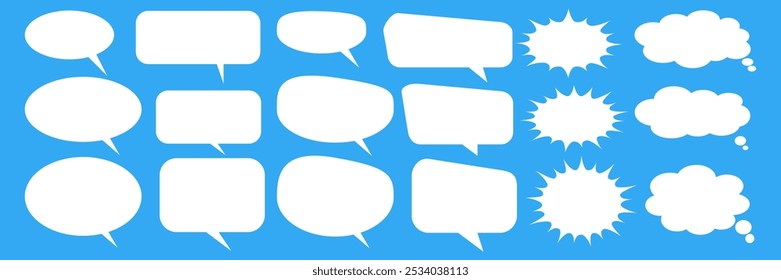 Message comments chat box. Collection of speech bubbles, text boxes and conversation chats in comics. Vektor set of speech bubbles.