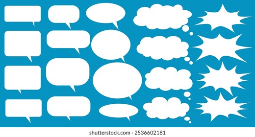 Caixa de chat de comentários de mensagem. Coleção de balões de fala, caixas de texto e bate-papos de conversa em quadrinhos. Vektor conjunto de bolhas de fala.